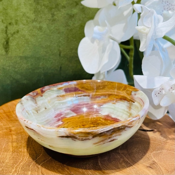 Banded green onyx dish 4” - Picture 2 of 5